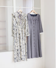 画像をギャラリービューアに読み込む, フロント釦ツイード風フレアワンピース/MM547402

