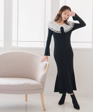 画像をギャラリービューアに読み込む, レースチュール襟マーメイドニットワンピース/MM547418
