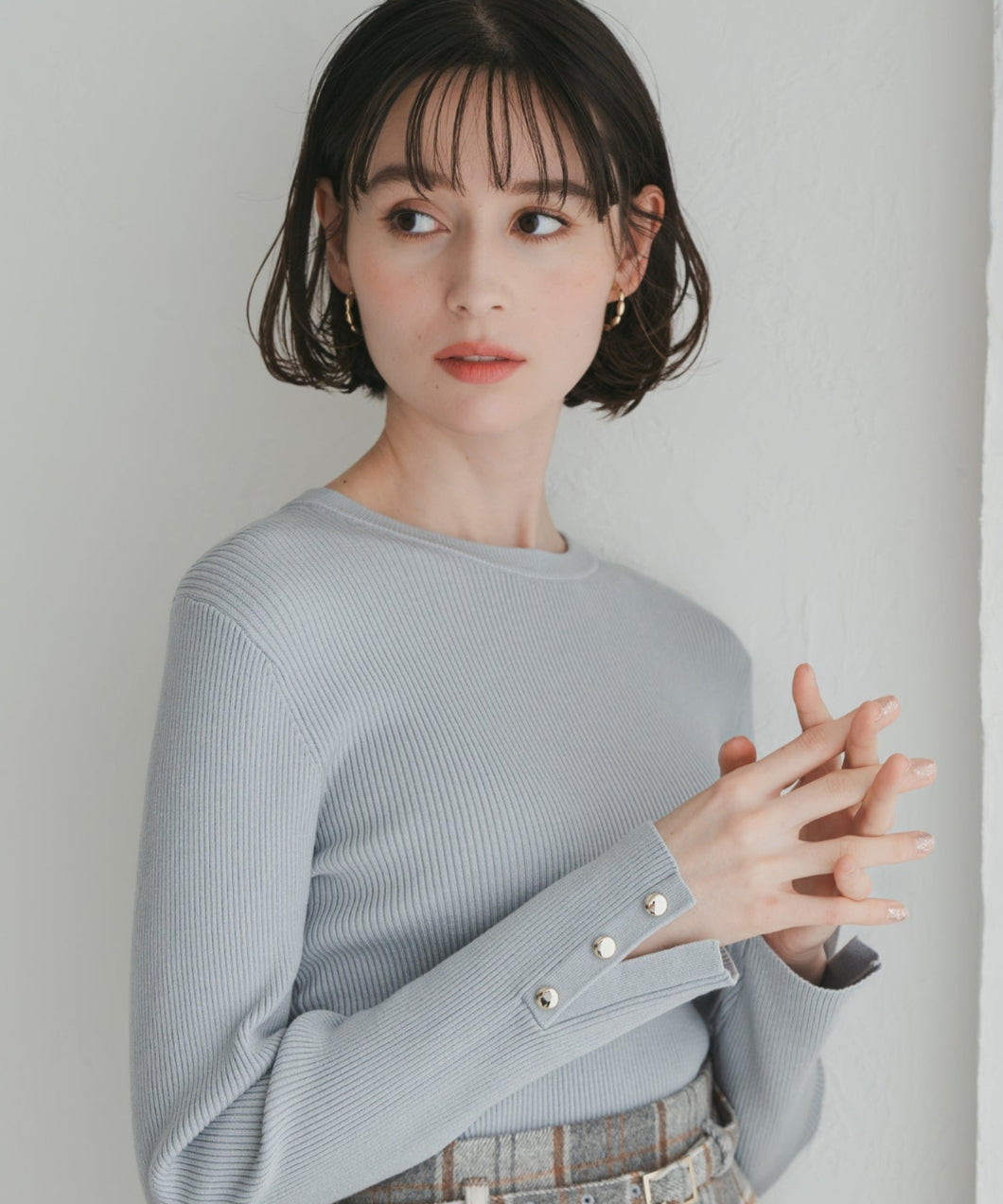 袖スリットボタンリブニット/TT548311