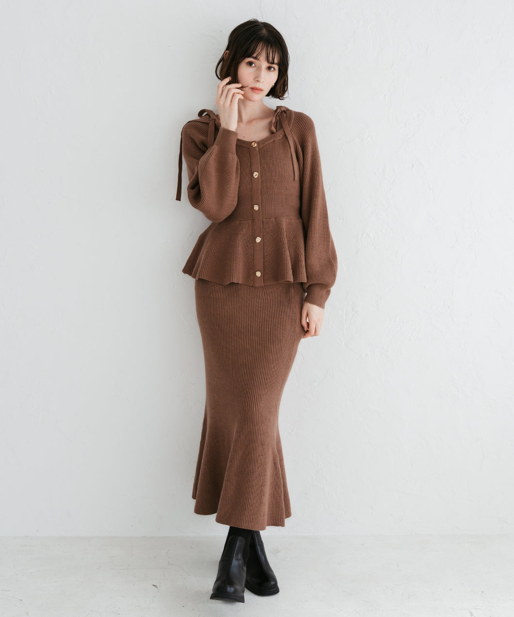 【予約販売/11月下旬発売予定】ペプラムニットスカートセット/TT547407