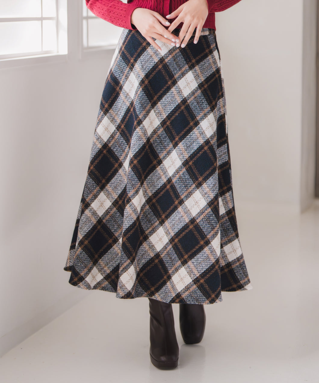 ロービングチェックサーキュラースカート/MM547221