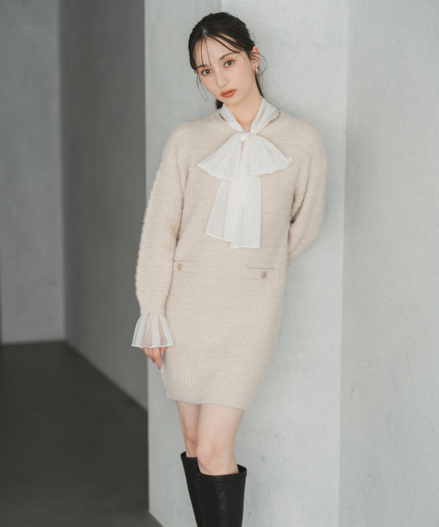 チュールボウタイラメニットミニワンピース/TT547418 – MISCH MASCH|31