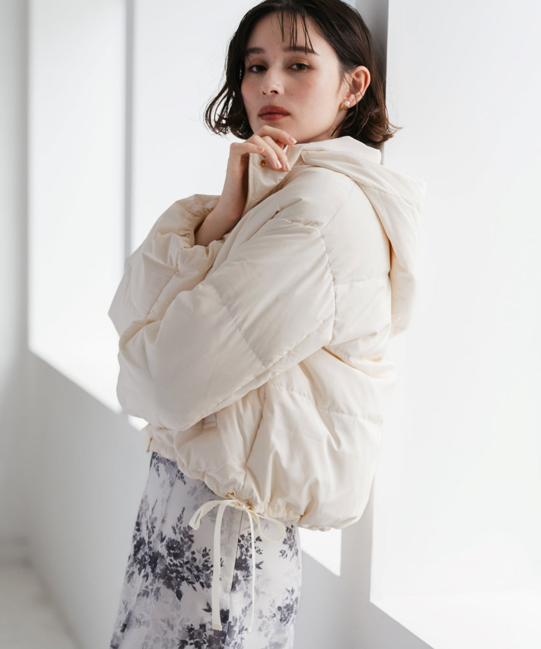 サイドリボンフード付ショートダウン/TT548601