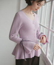 画像をギャラリービューアに読み込む, 袖リボンベロアペプラムニット/TT548316
