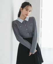 画像をギャラリービューアに読み込む, 襟付きケーブルカーディガン/TT548409
