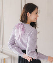 画像をギャラリービューアに読み込む, バックリボンビジューケーブルニット/MM548323
