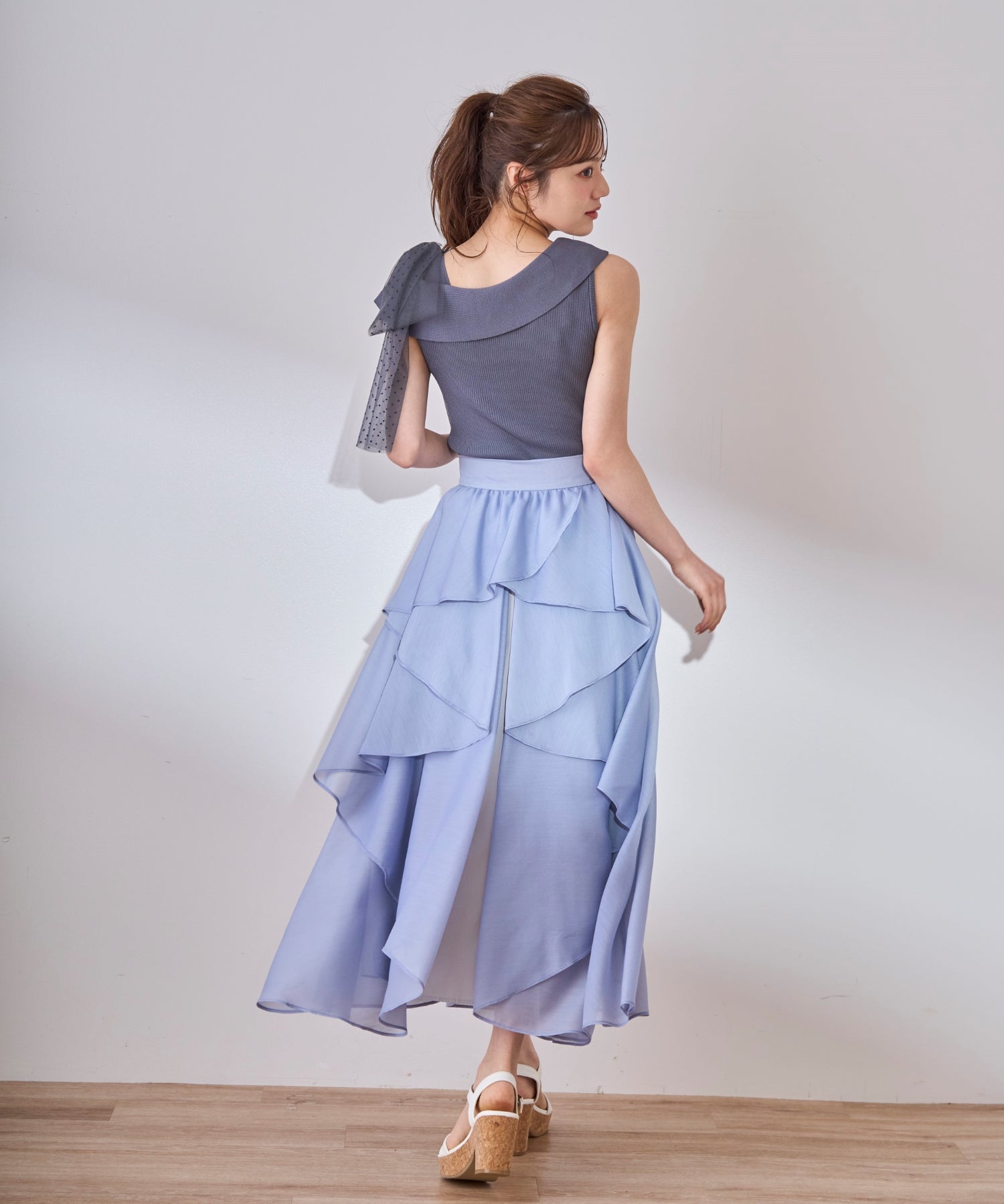 paloma wool フリル付きダークブルーのミディ丈スカート バックフリルボリュームスカート/TT517221 – MISCH MASCH|31