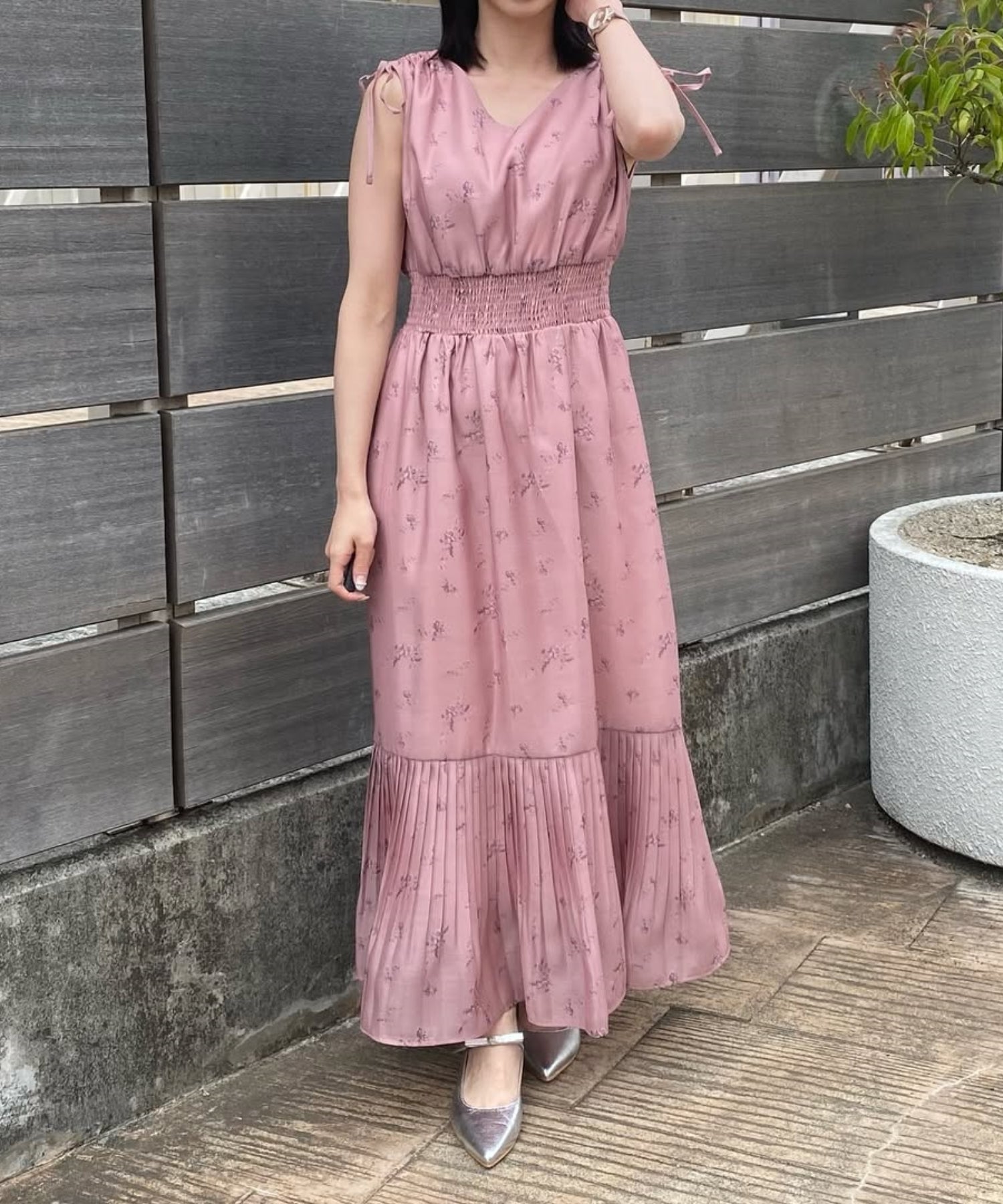 セットアップ 花柄プリント 2ピース 上品 プリーツドレス セットアップ 花柄プリント 2ピース 上品 プリーツドレス
