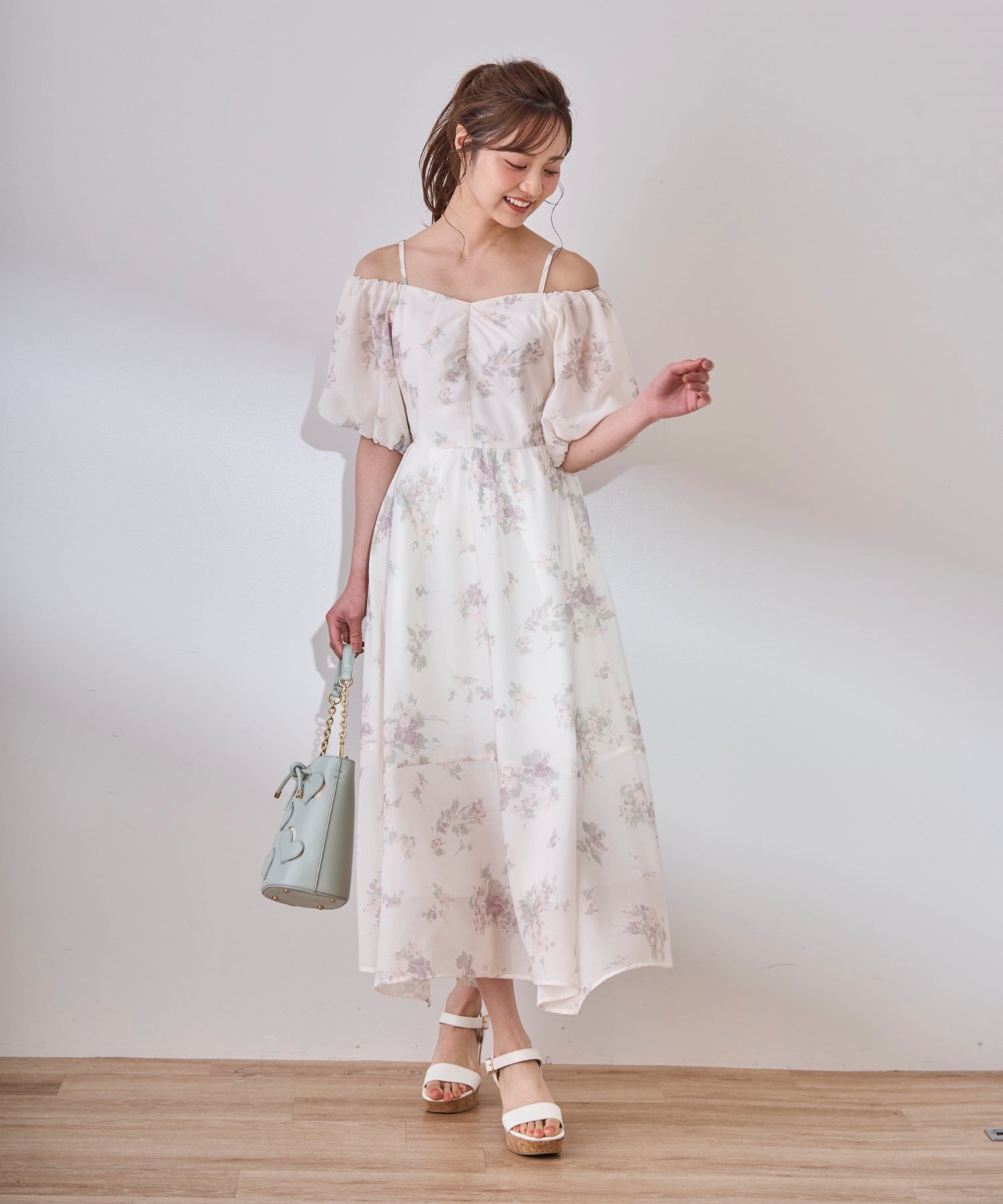 Apolina 半袖花柄ワンピース M 花柄オフショルシアーワンピース/TT517422 – MISCH MASCH|31