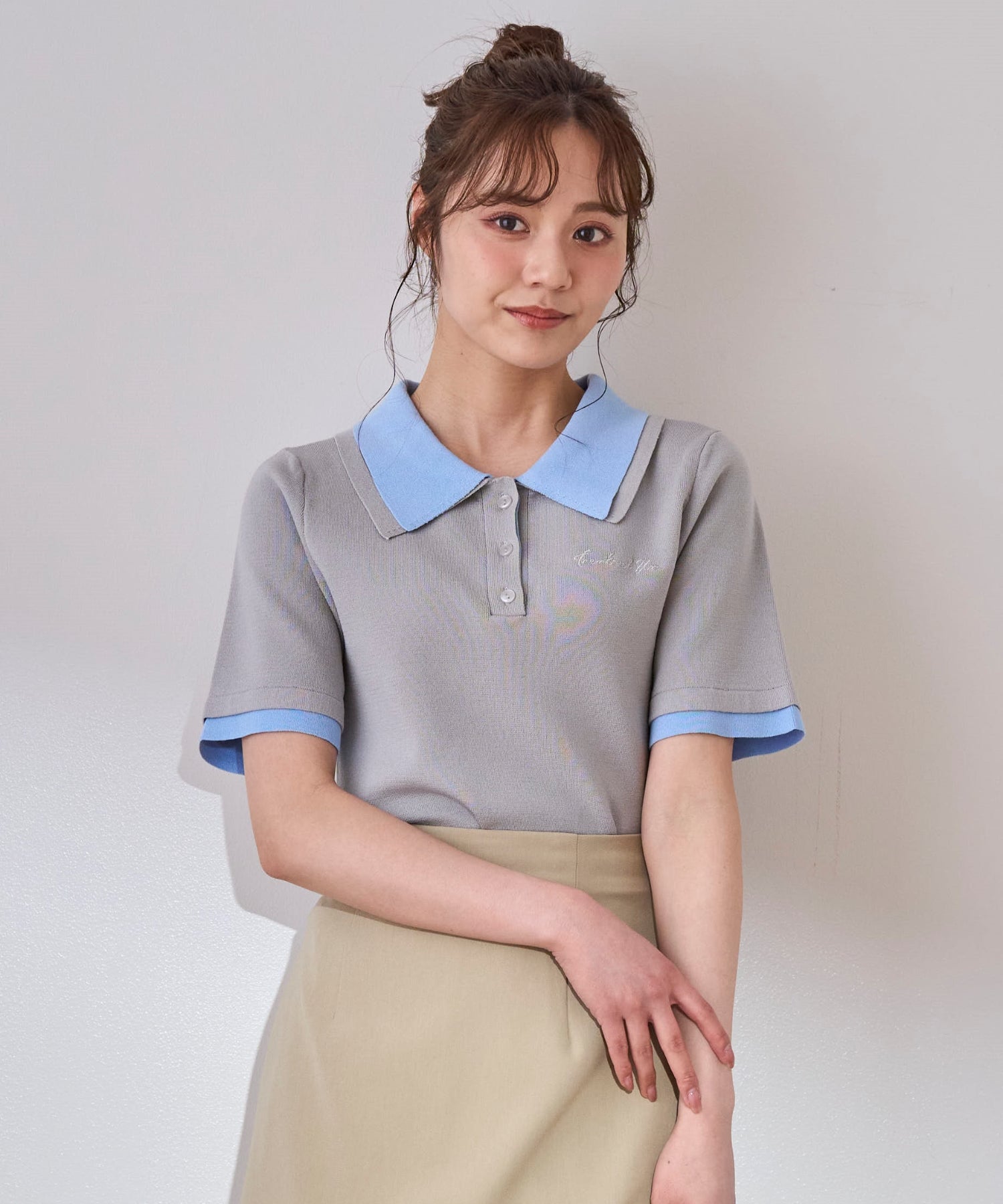 レイヤードポロTシャツ BEIGE レイヤードポロニット/TT518318 – MISCH MASCH|31 Sons de mode