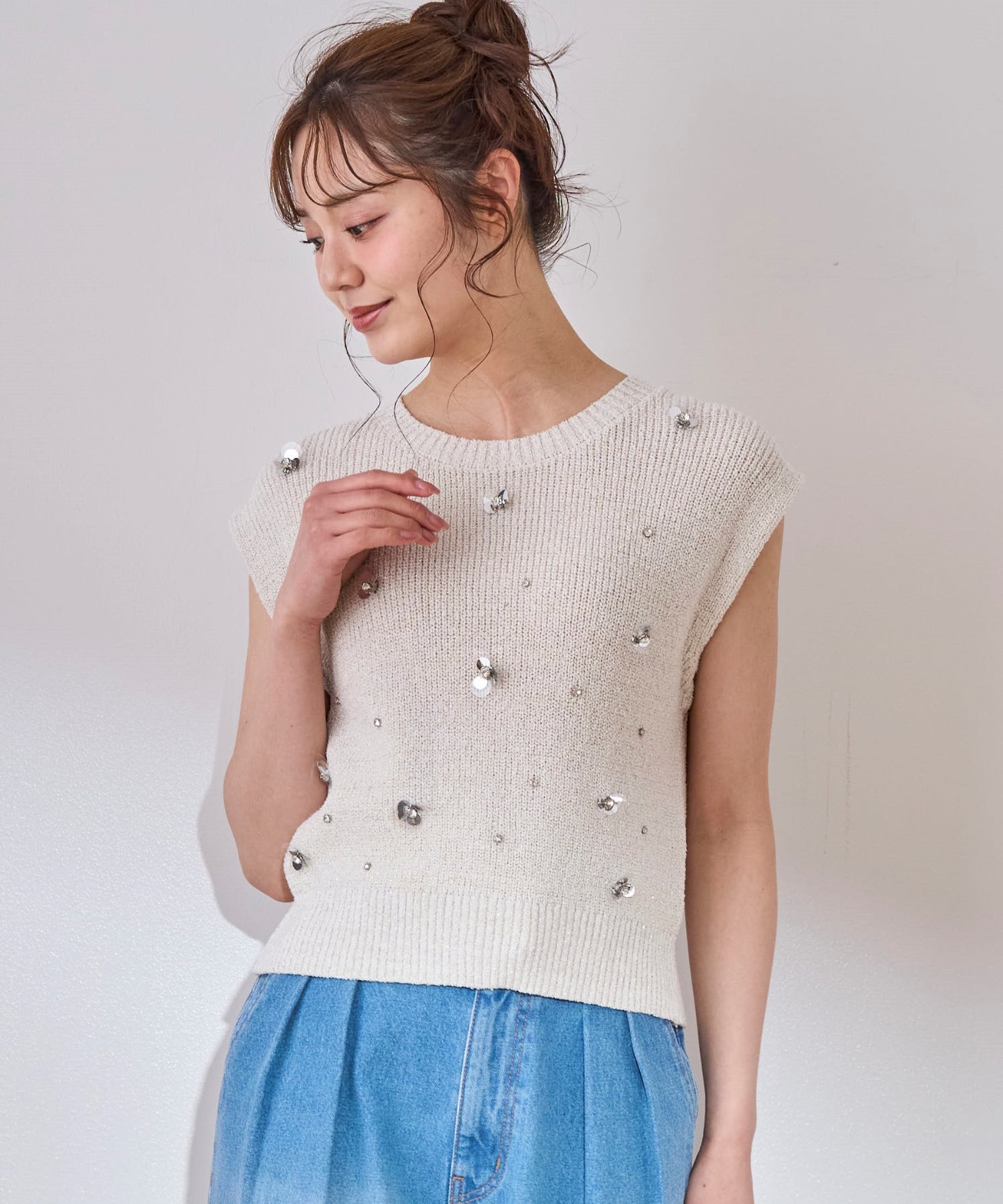 レースフラワー ビジュー XSサイズあり【ROBE de FLEURS/ローブドフルール】ビジュー襟
