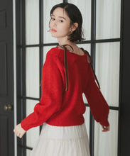 画像をギャラリービューアに読み込む, ベロア肩リボンふわふわニット/TT548318
