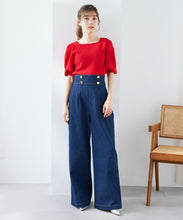 画像をギャラリービューアに読み込む, レースアップデニムワイドパンツ/TT617301
