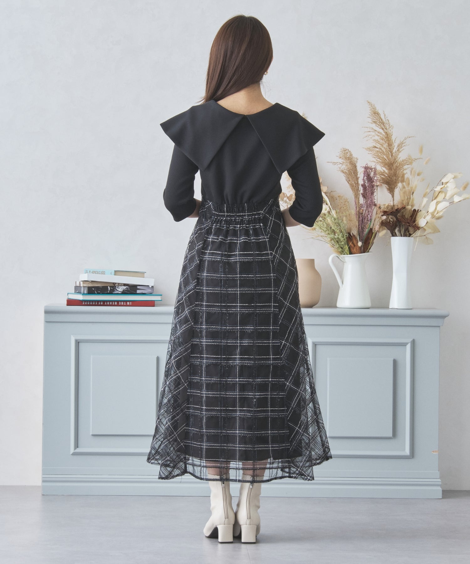 マーリエバー ★ ビッグ チェック ワンピース ウール混 楽天市場】切り替えチェックワンピース／シェリエット バイ