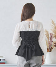 画像をギャラリービューアに読み込む, フリンジ切替ペプラムブラウス/MM438109
