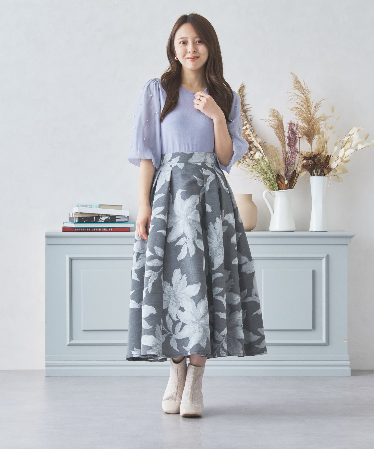 DOLCE&GABBANA ジャガード 花柄 スカート ブラック系 40 DOLCE&GABBANA