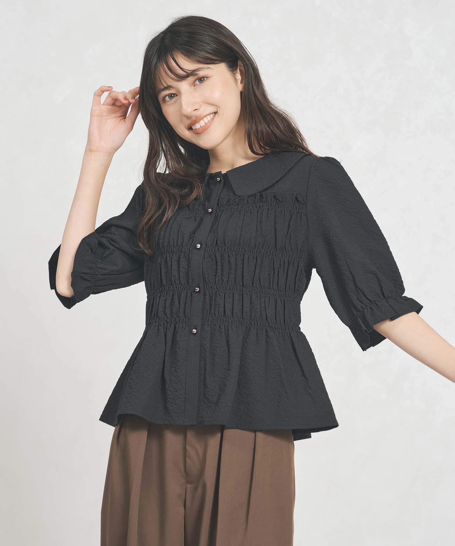 一部店舗限定】 シャーリングペプラムブラウス/TT558102 – MISCH MASCH