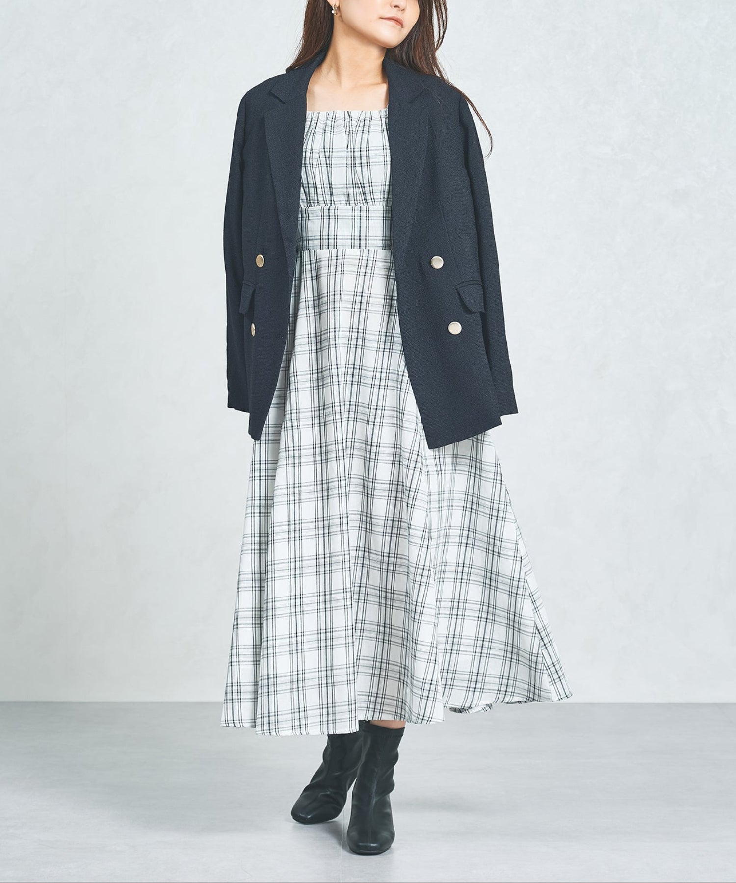一部店舗限定】 2wayオフショルチェックフレアワンピース/MM557410