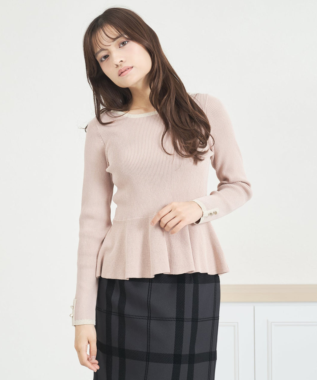 WEB限定　ペプラムラメ配色ニット/MM558307