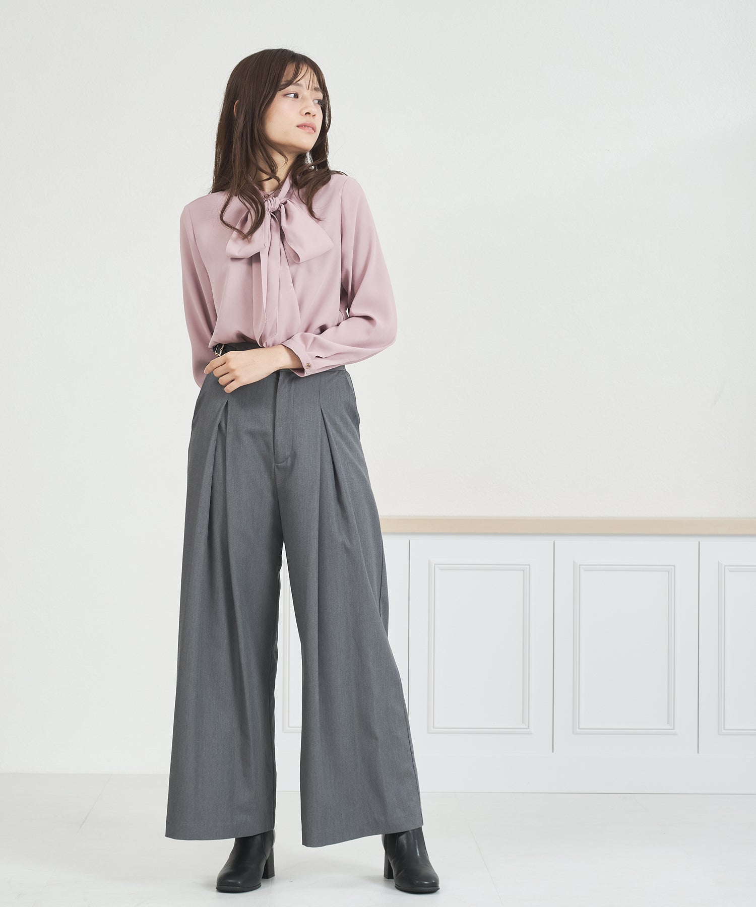 mimimaroＹ's ワイズ ハウンドトゥース ブラウス グレー1 Y's ワイズ 美品 メリノウール ハウンドトゥース ブラウス グレー1