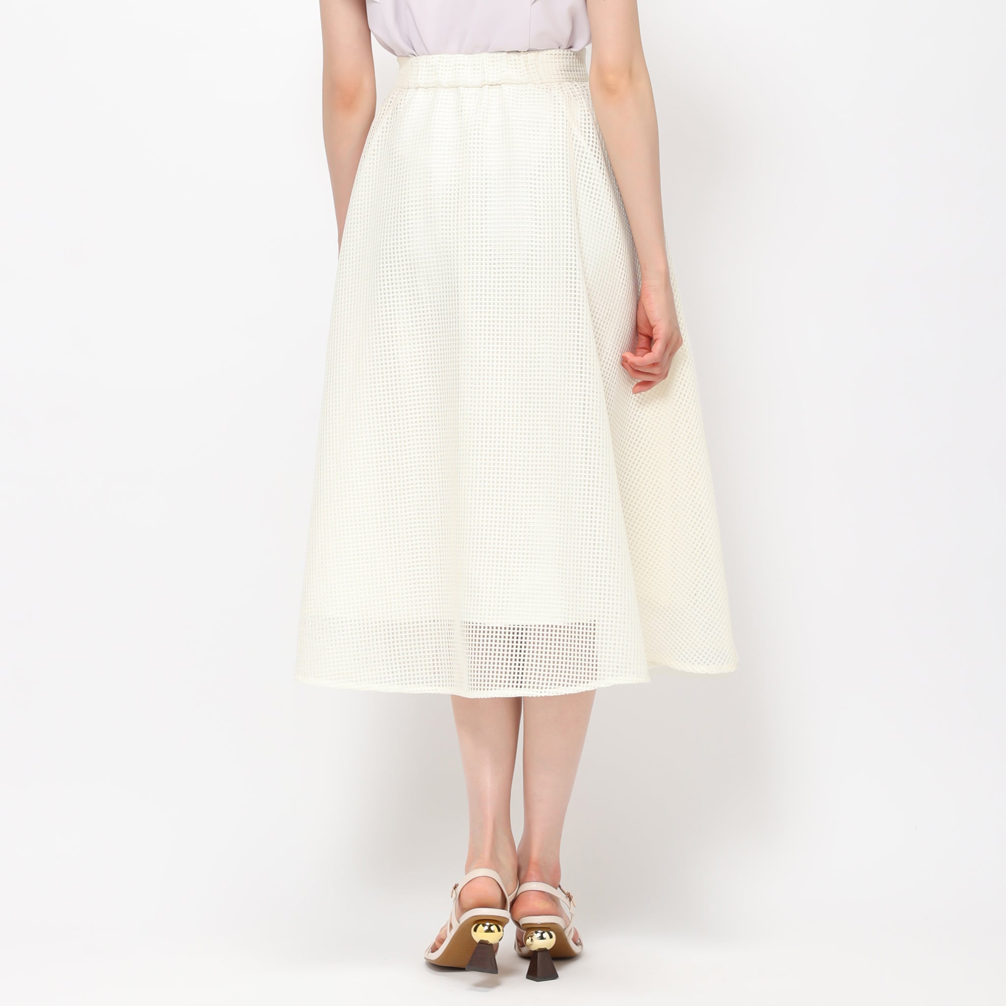 MARK&LONAホワイト メッシュスカート ACD Pleats Skirt | WOMEN