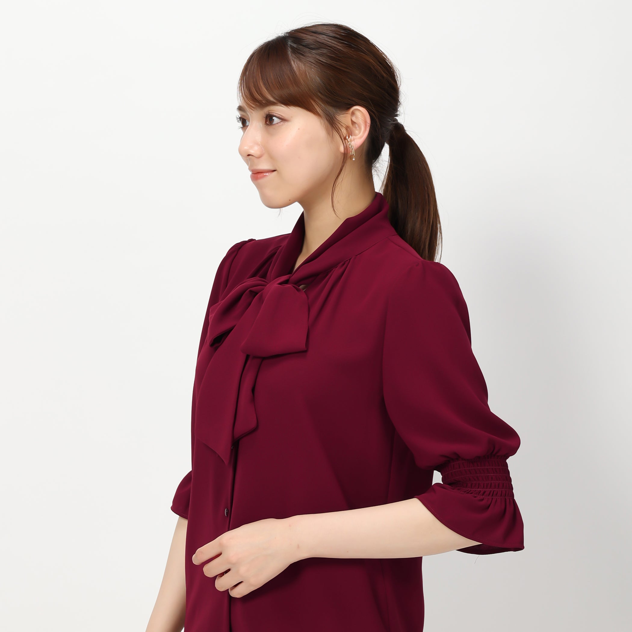 5分袖ボウタイブラウス【期間限定】7/30(日)23:59まで