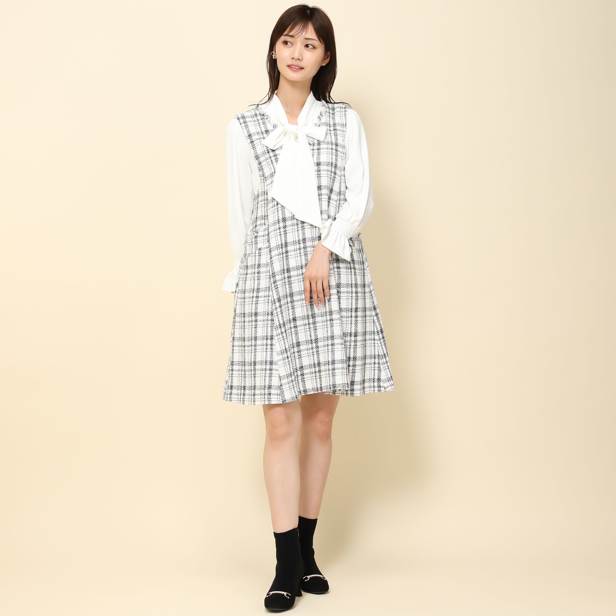【予約販売商品】パール付きツイードジャンスカ/MM337420 (アイボリー)