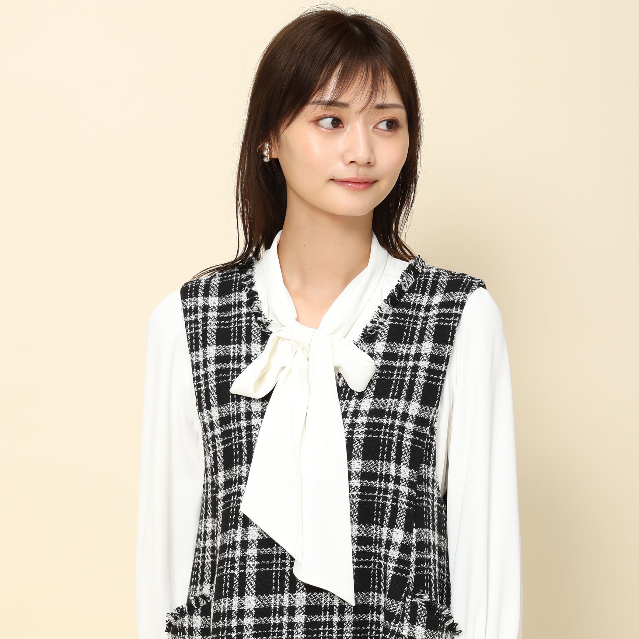 【予約販売商品】パール付きツイードジャンスカ/MM337420