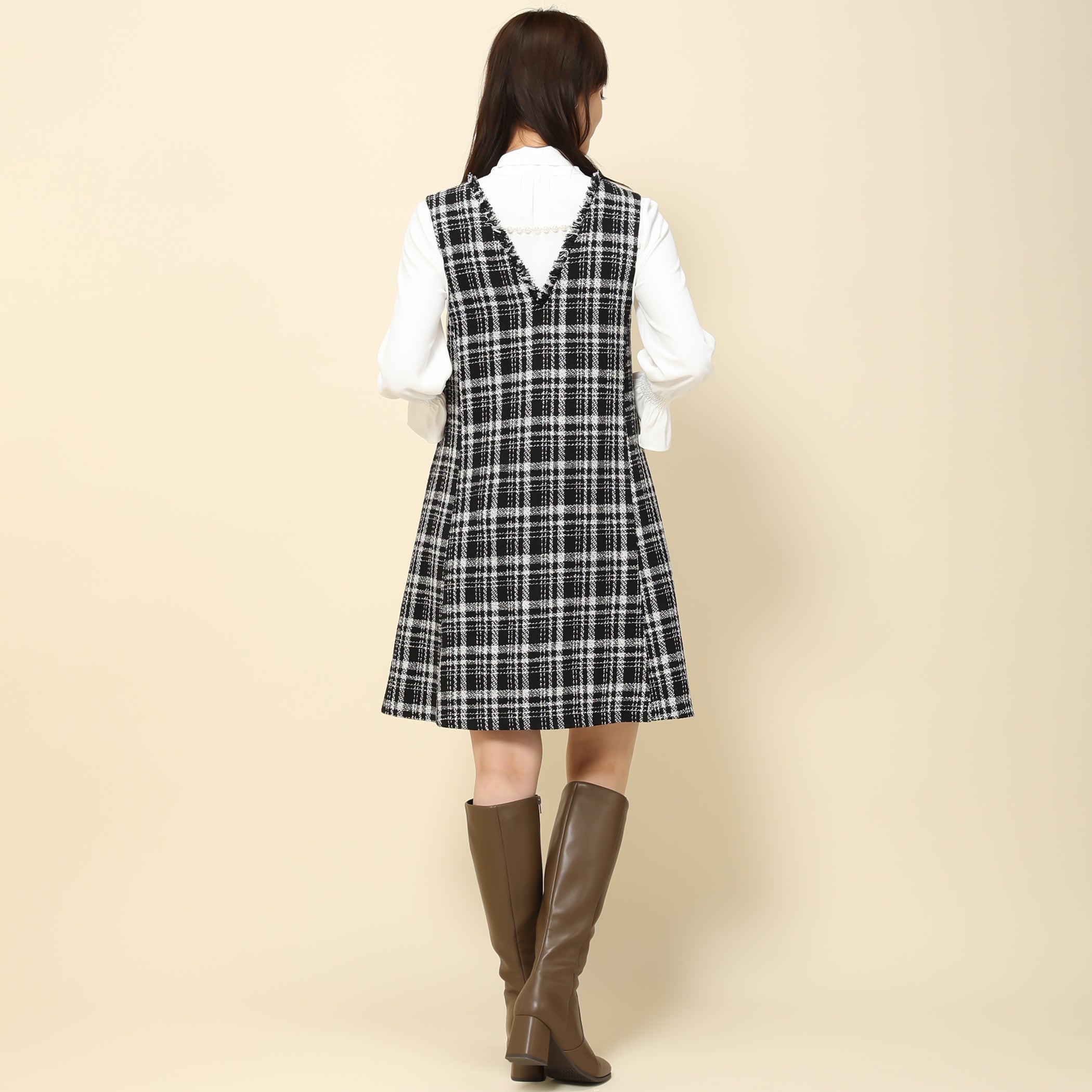 【予約販売商品】パール付きツイードジャンスカ/MM337420