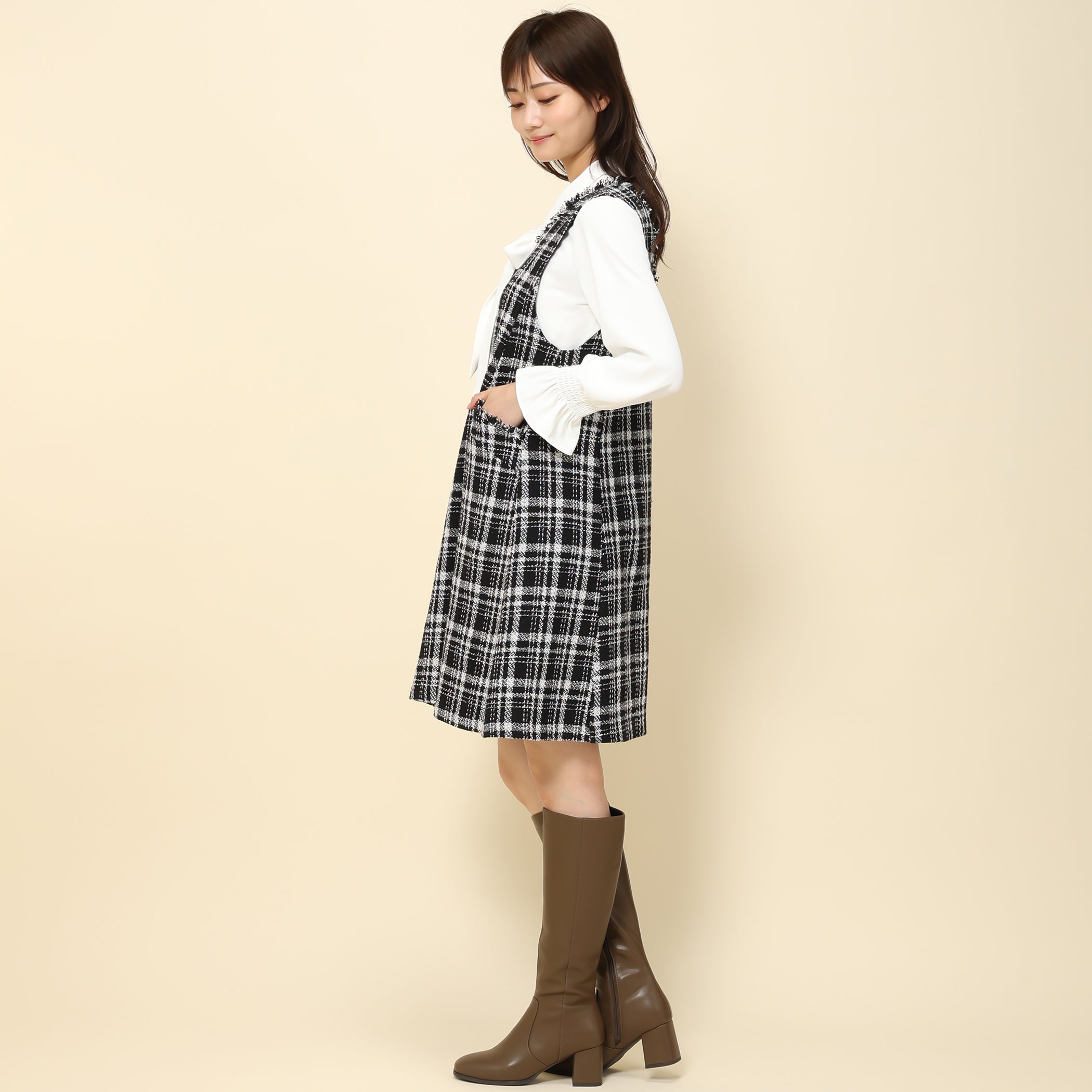 【予約販売商品】パール付きツイードジャンスカ/MM337420