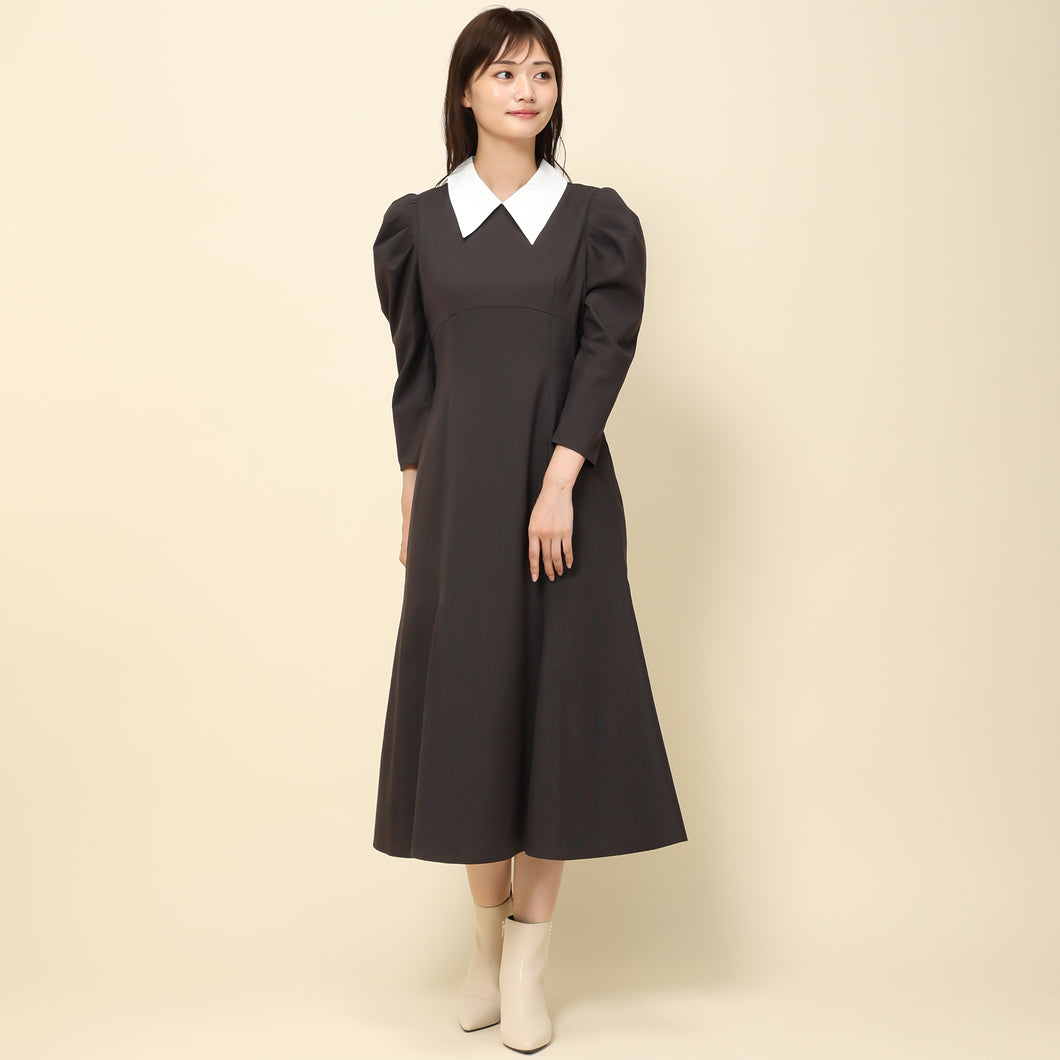 【予約販売商品】襟付きマーメイドワンピース/MM337419 (ブラウン)