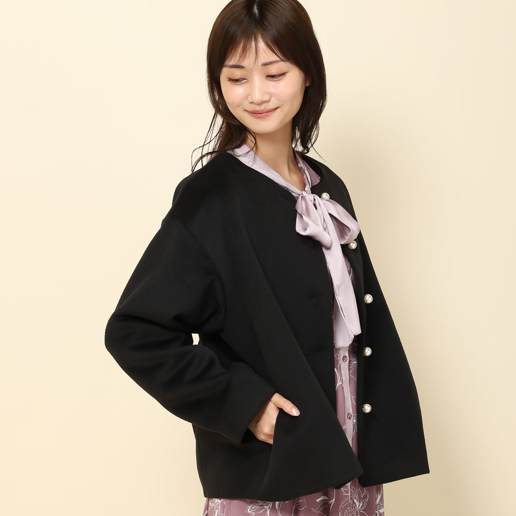 【予約販売商品】ウールライクノーカラージャケット/MM338506 (ブラック)