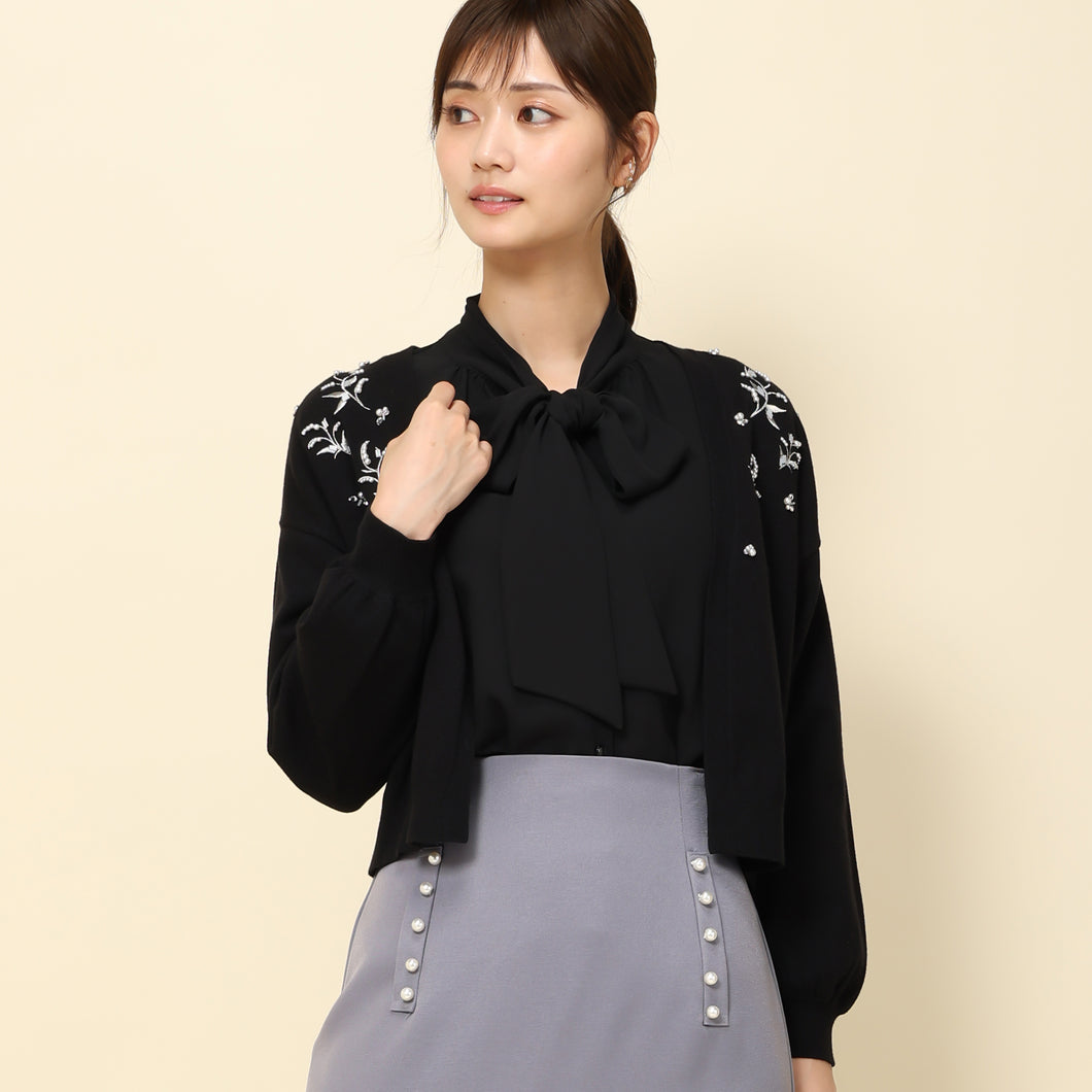 【予約販売商品】すずらんパール刺繍カーディガン/MM338409 (ブラック)