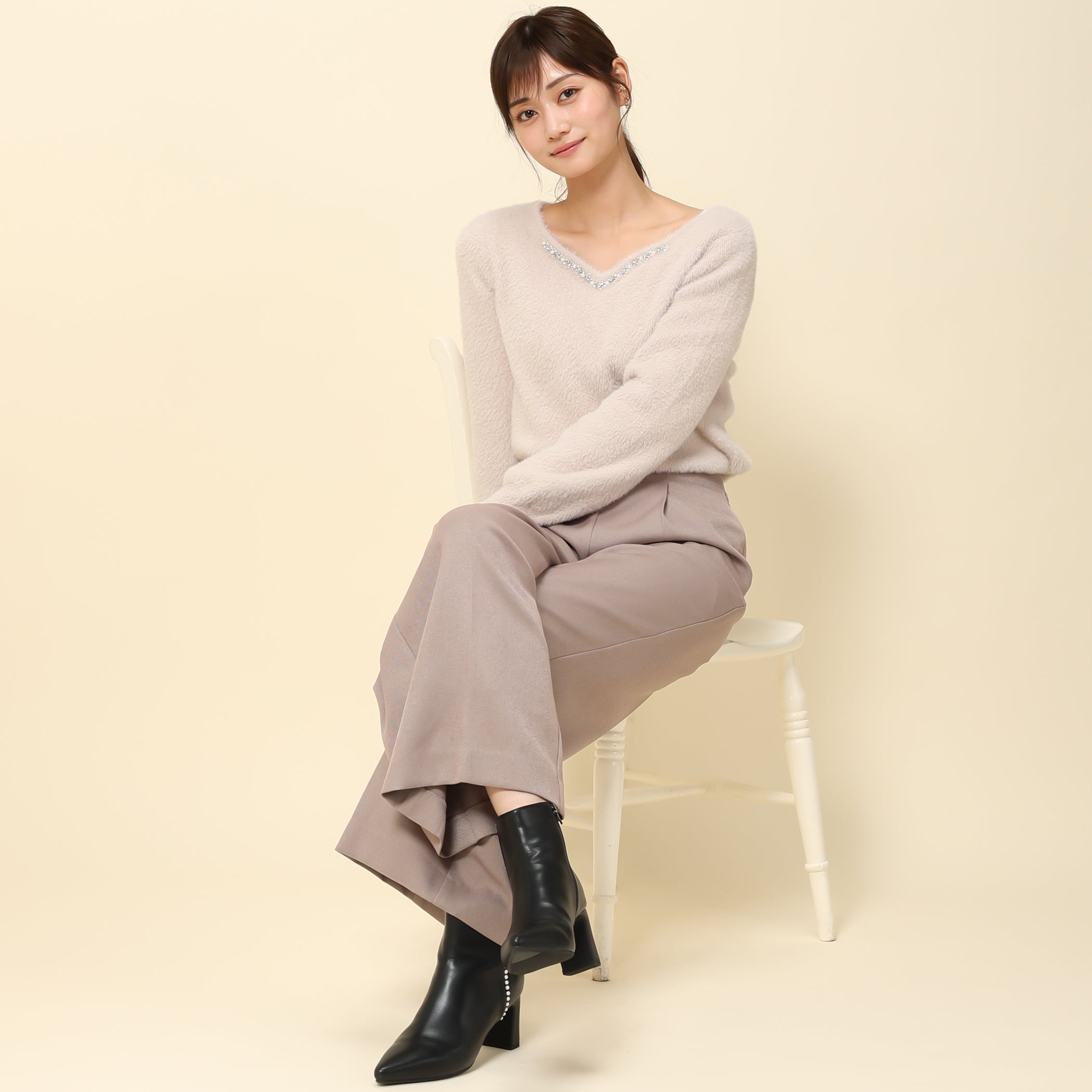 【予約販売商品】シャギーハートネックビジューニット/MM338303