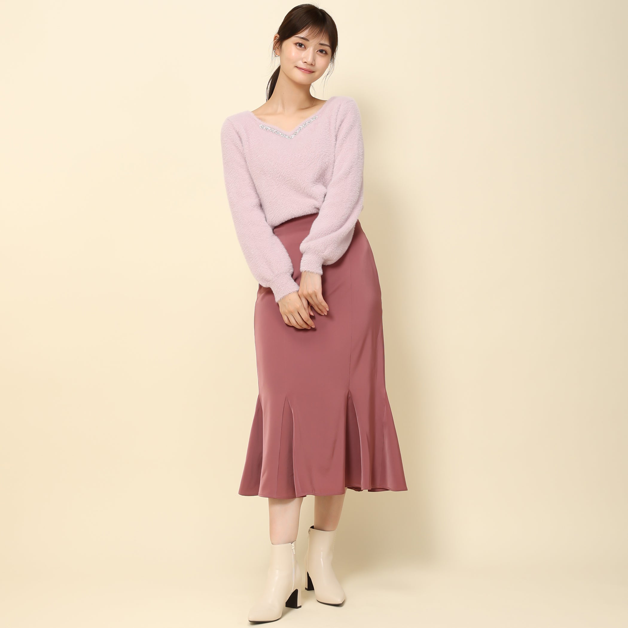 【予約販売商品】シャギーハートネックビジューニット/MM338303