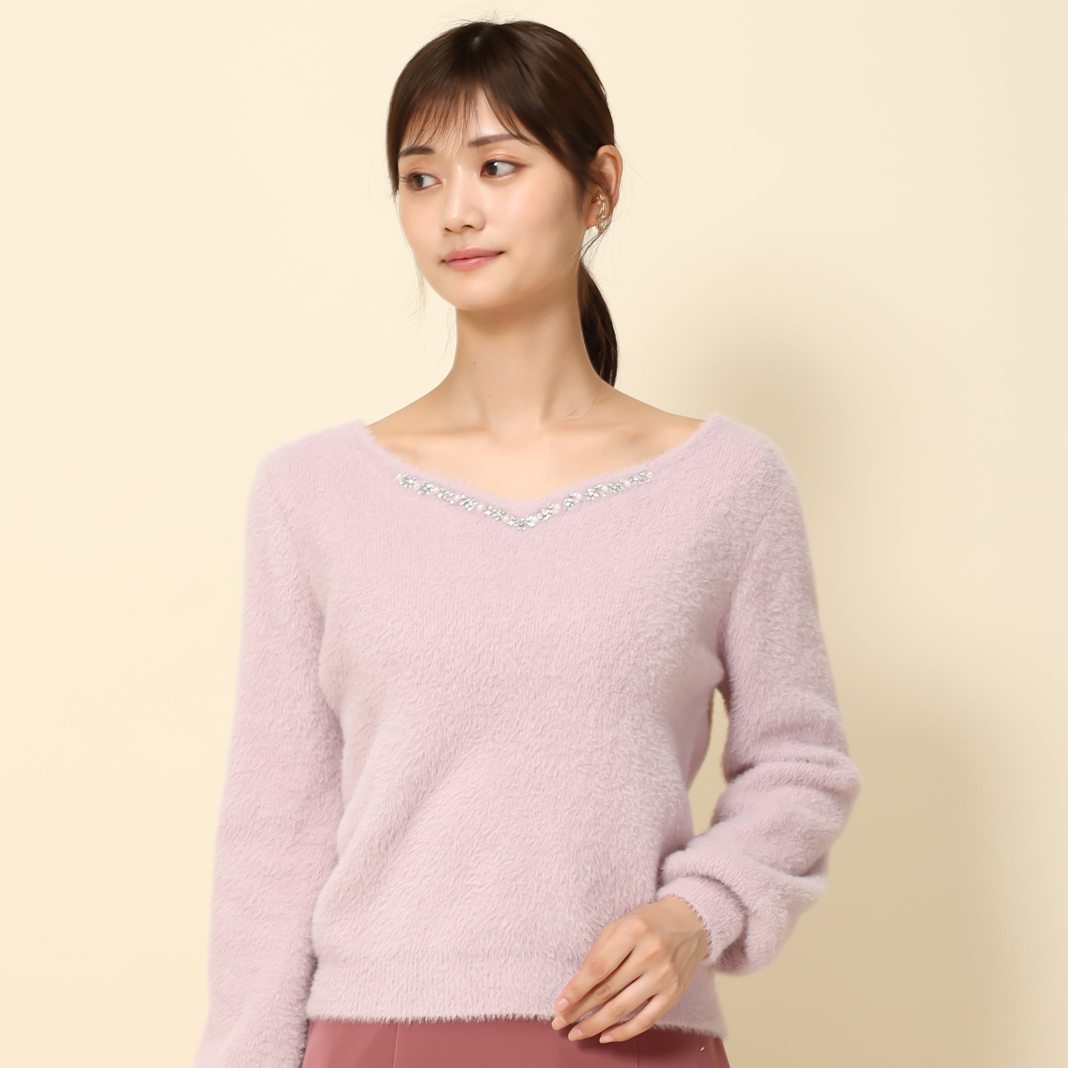 【予約販売商品】シャギーハートネックビジューニット/MM338303