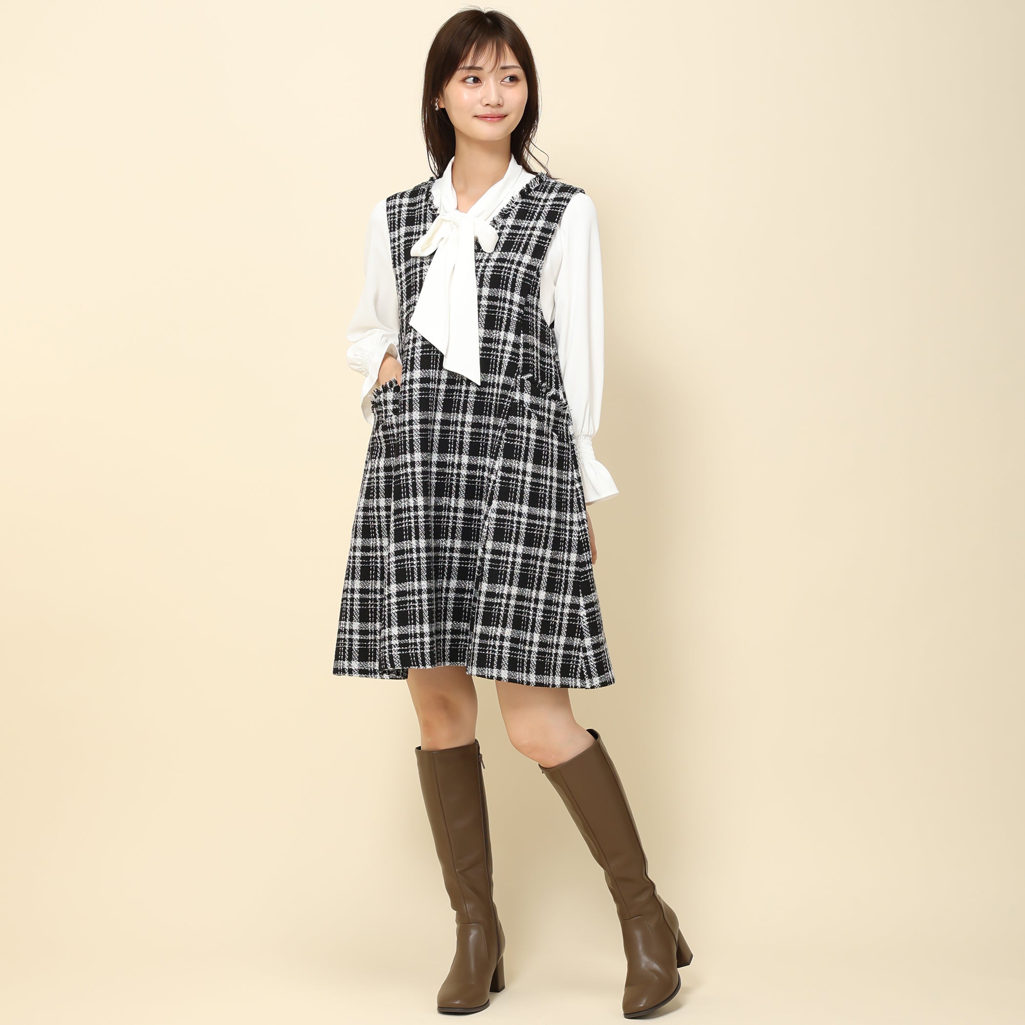 【予約販売商品】パール付きツイードジャンスカ/MM337420