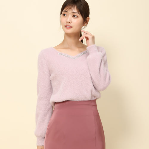 【予約販売商品】シャギーハートネックビジューニット/MM338303