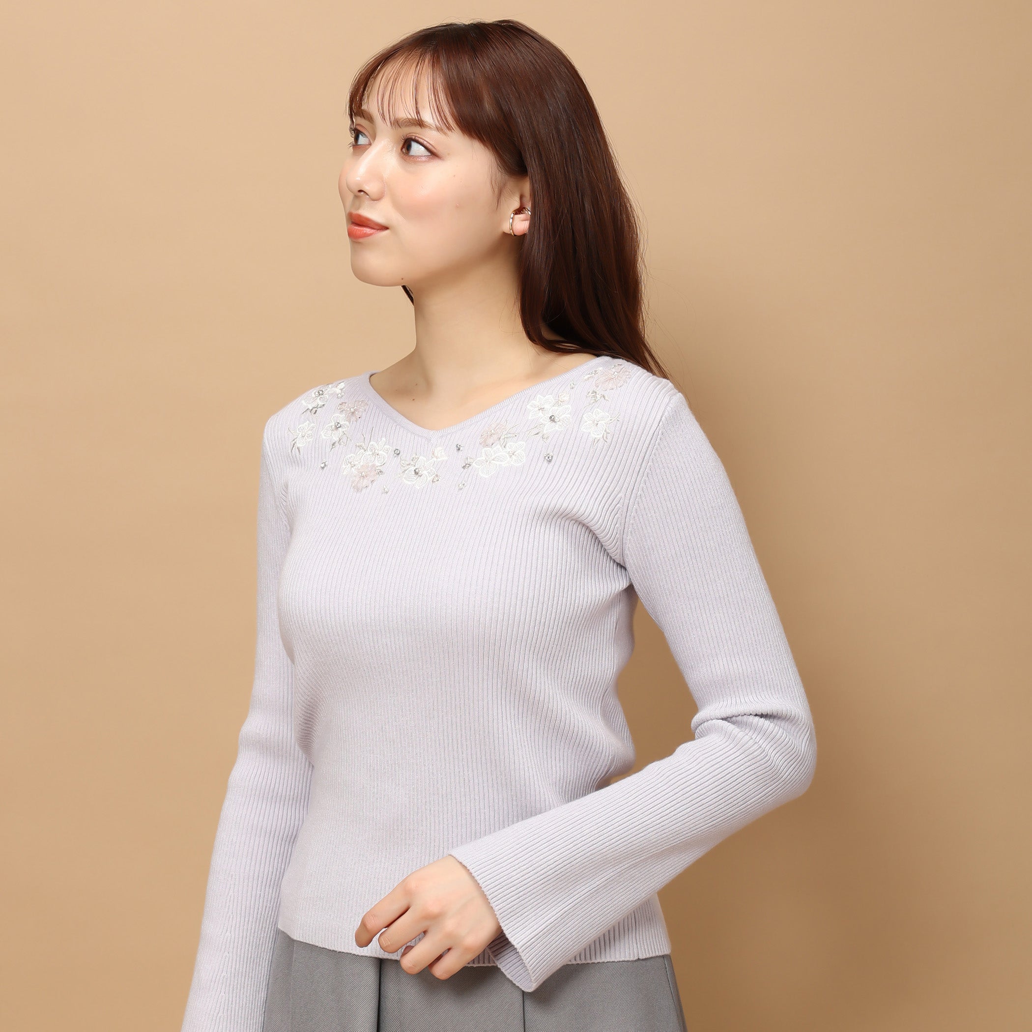 刺繍ベルスリーブニット/MM348307