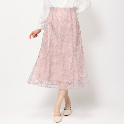 【予約販売】フラワー刺繍スカート/MM417211 (ピンク)