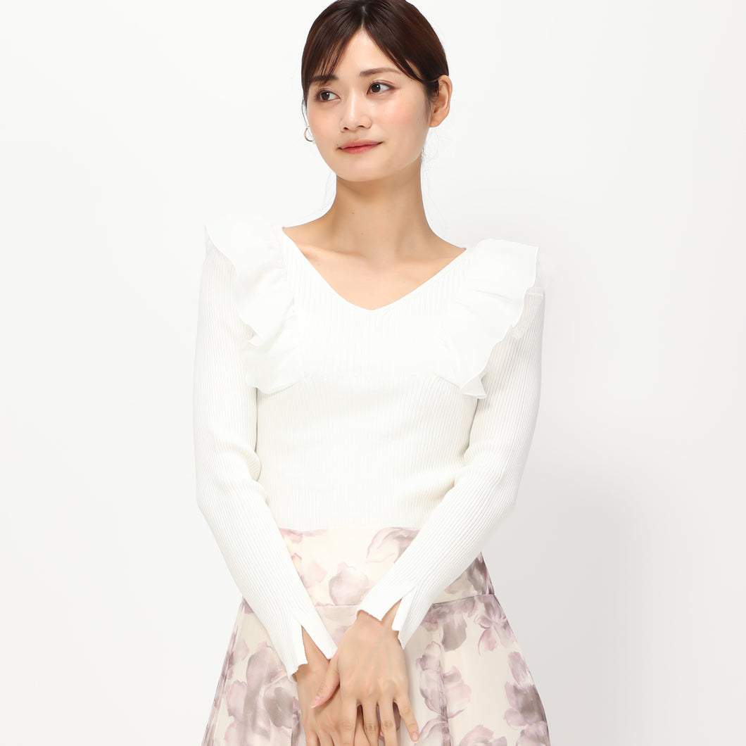 【予約商品】2wayラッフルニット/MM418314 (ホワイト)