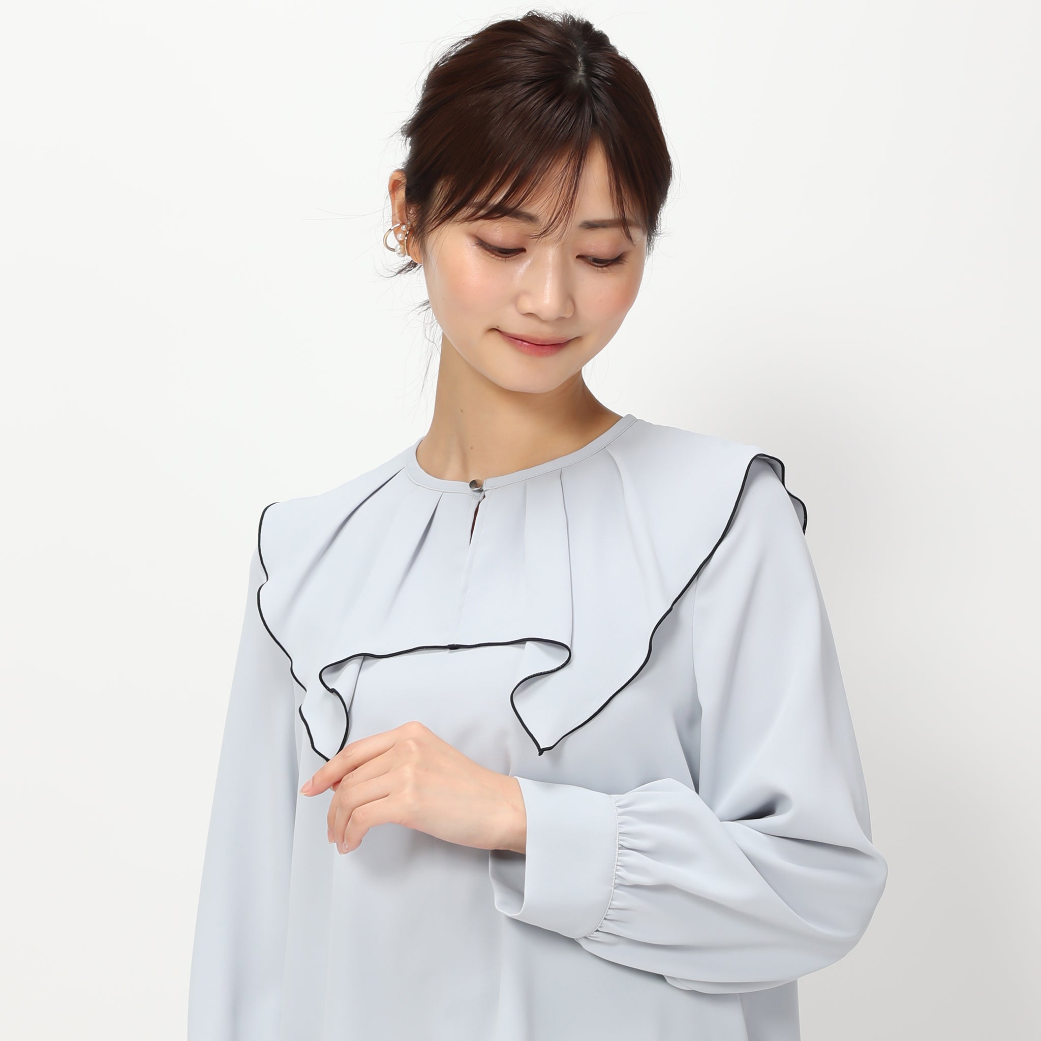 Louere ブラウス シャツ ケープカラーブラウス レディース
