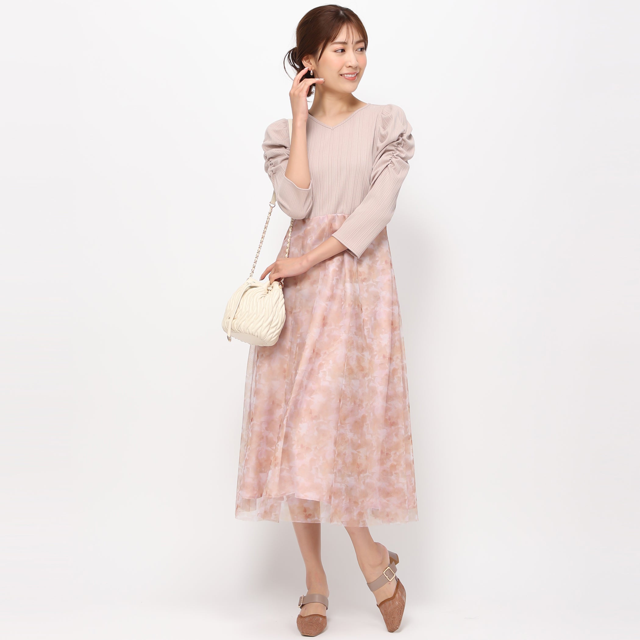 【3月上旬販売予定/予約販売】ぼかしフラワーチュールワンピース/MM417416
