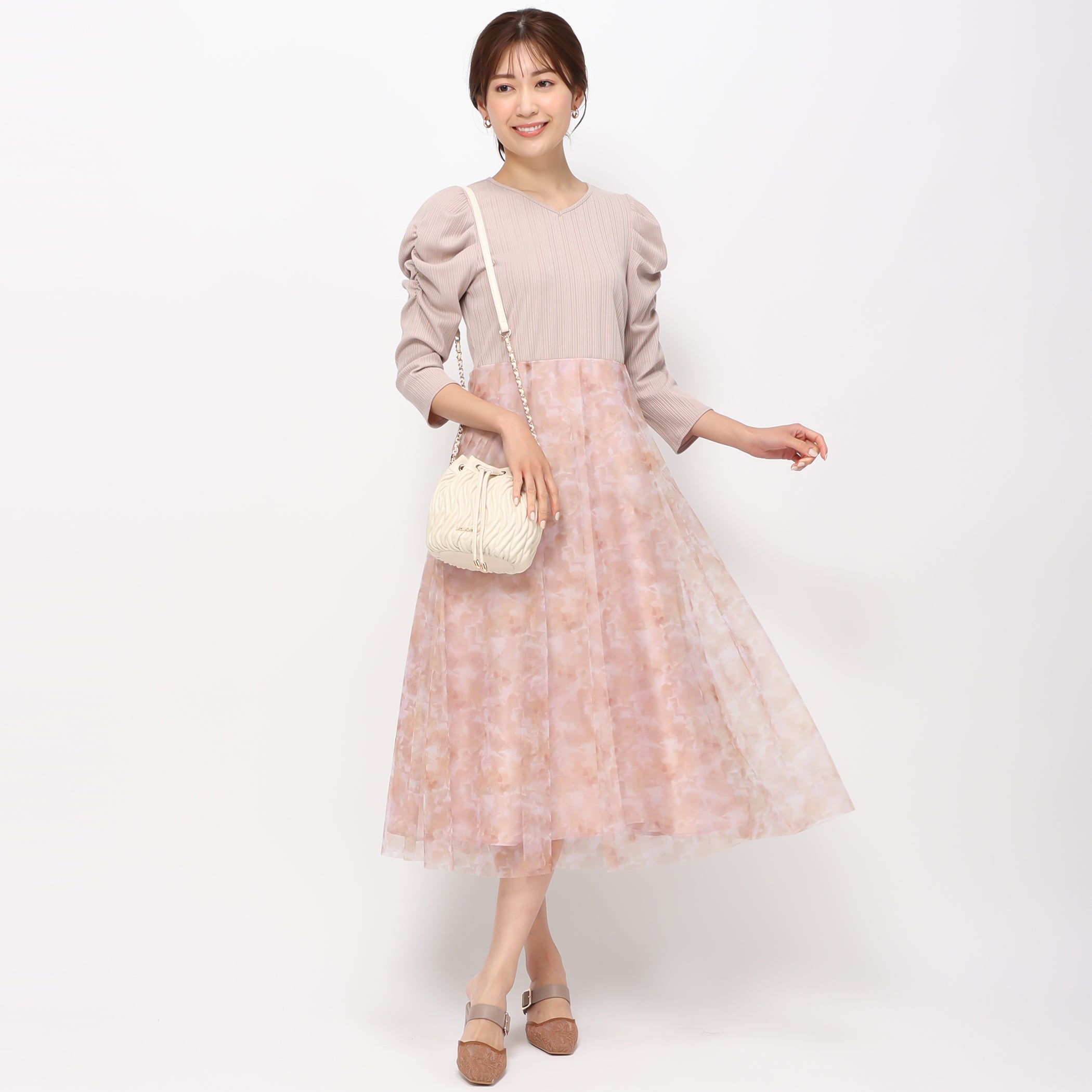 【3月上旬販売予定/予約販売】ぼかしフラワーチュールワンピース/MM417416