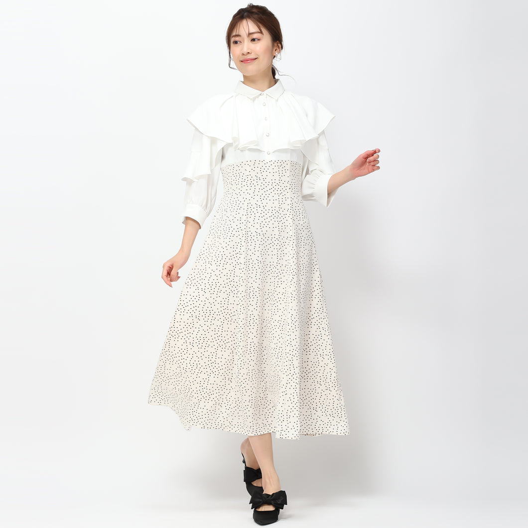 【予約販売】フリルブラウスドッキングワンピース/MM417417 (ホワイト)
