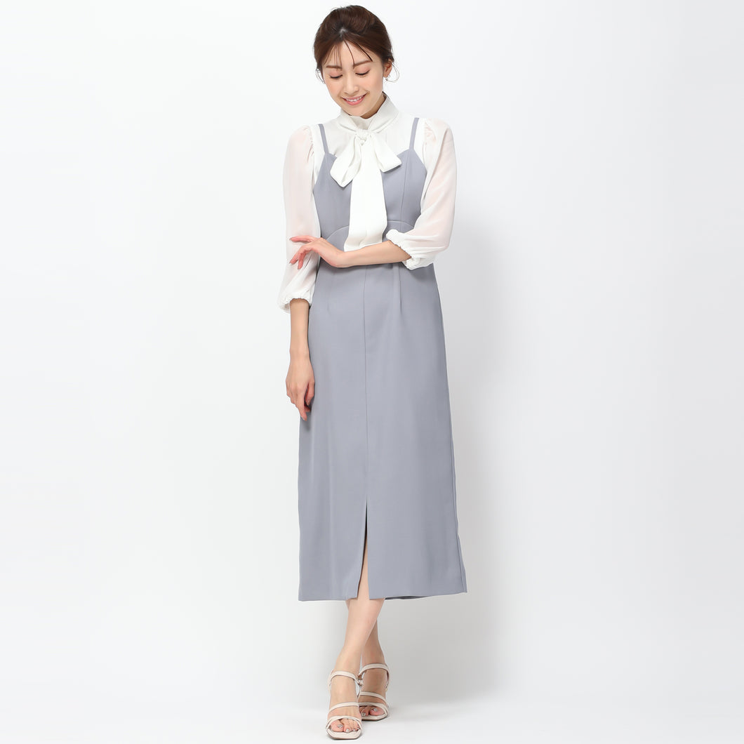 【3月上旬販売予定/予約販売】フロントバーIラインキャミワンピース/MM417419 (ブルー)