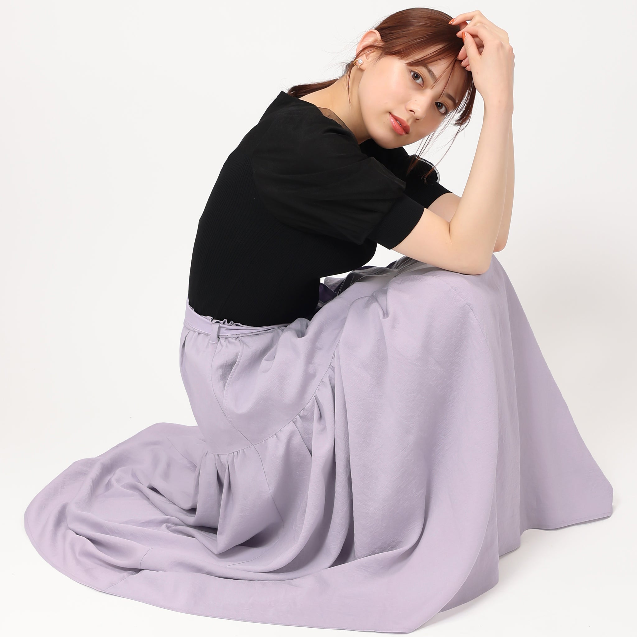 新品タグ マーガレットハウエル コットンストライプギャザーフレアスカート3.9万 マーガレットハウエル MARGARET HOWELL リネン ギャザースカート