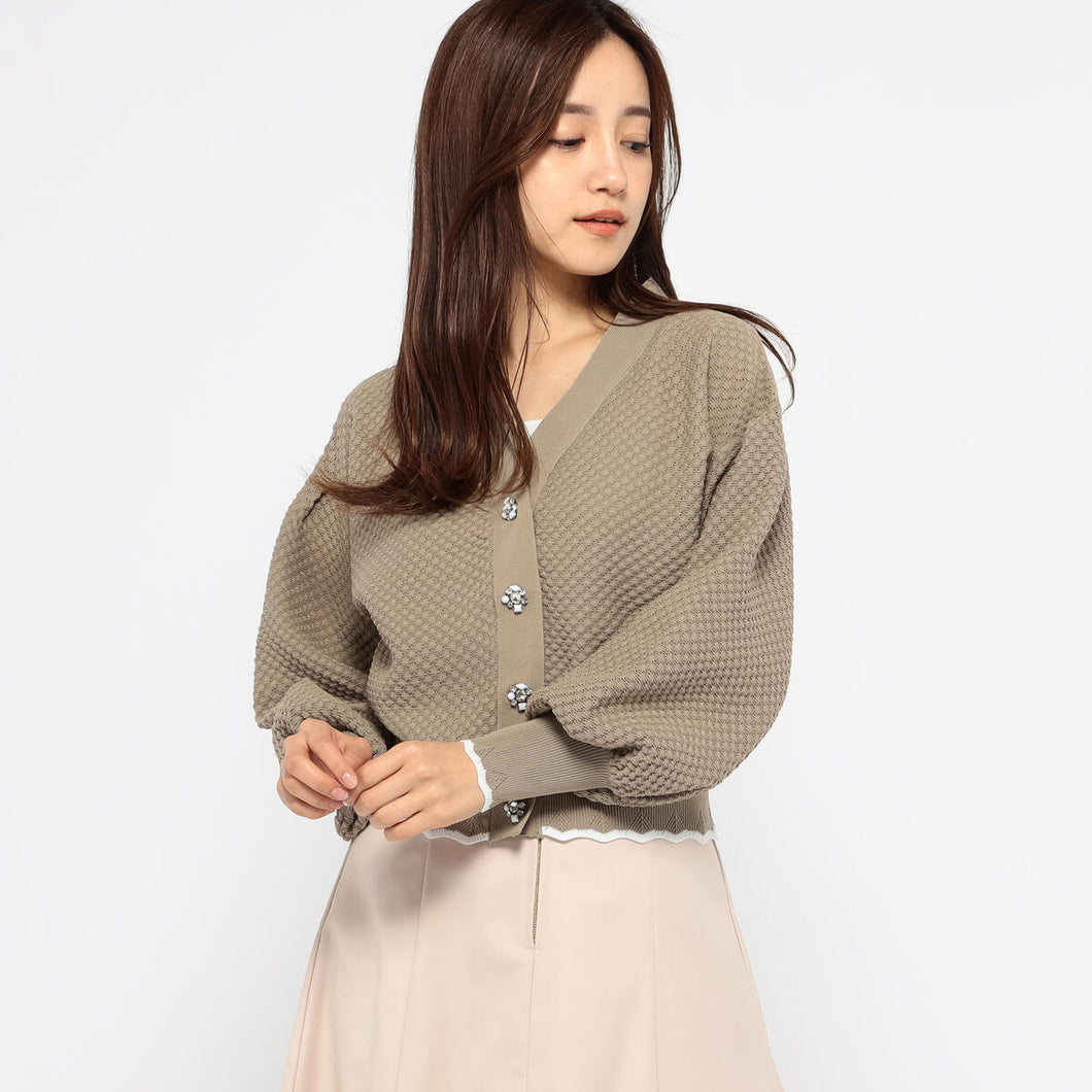 MAKENZIE CARDIGAN ♡ ボーダー　ビジュー　ボタン　カーディガン