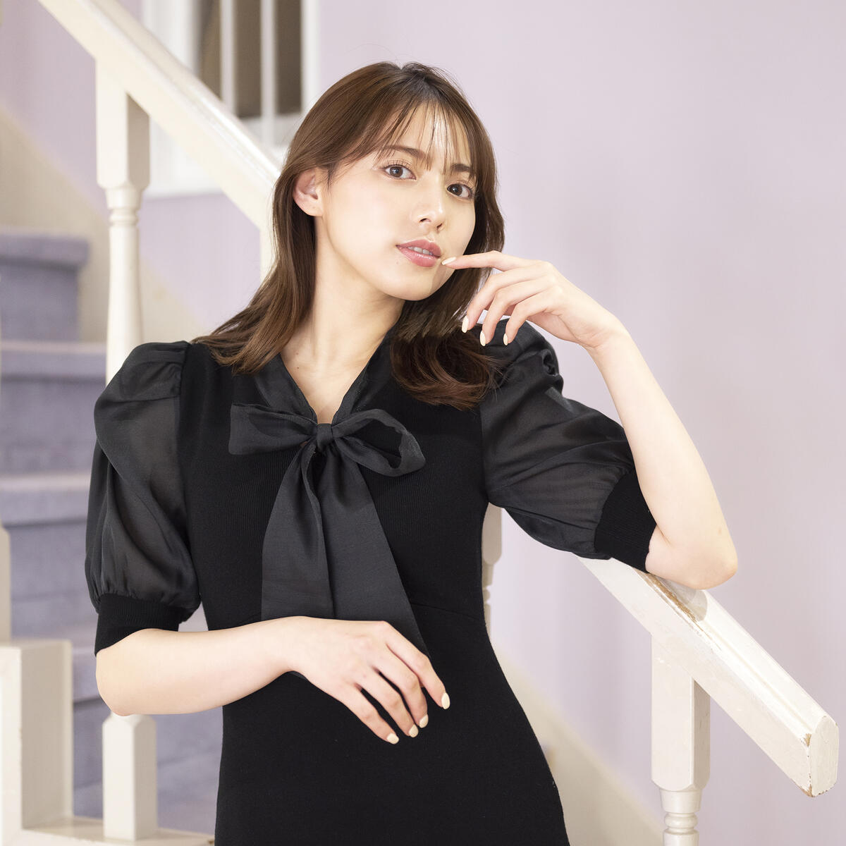 TIME SALE】シアーボウタイマーメイドニットワンピース/mm317440